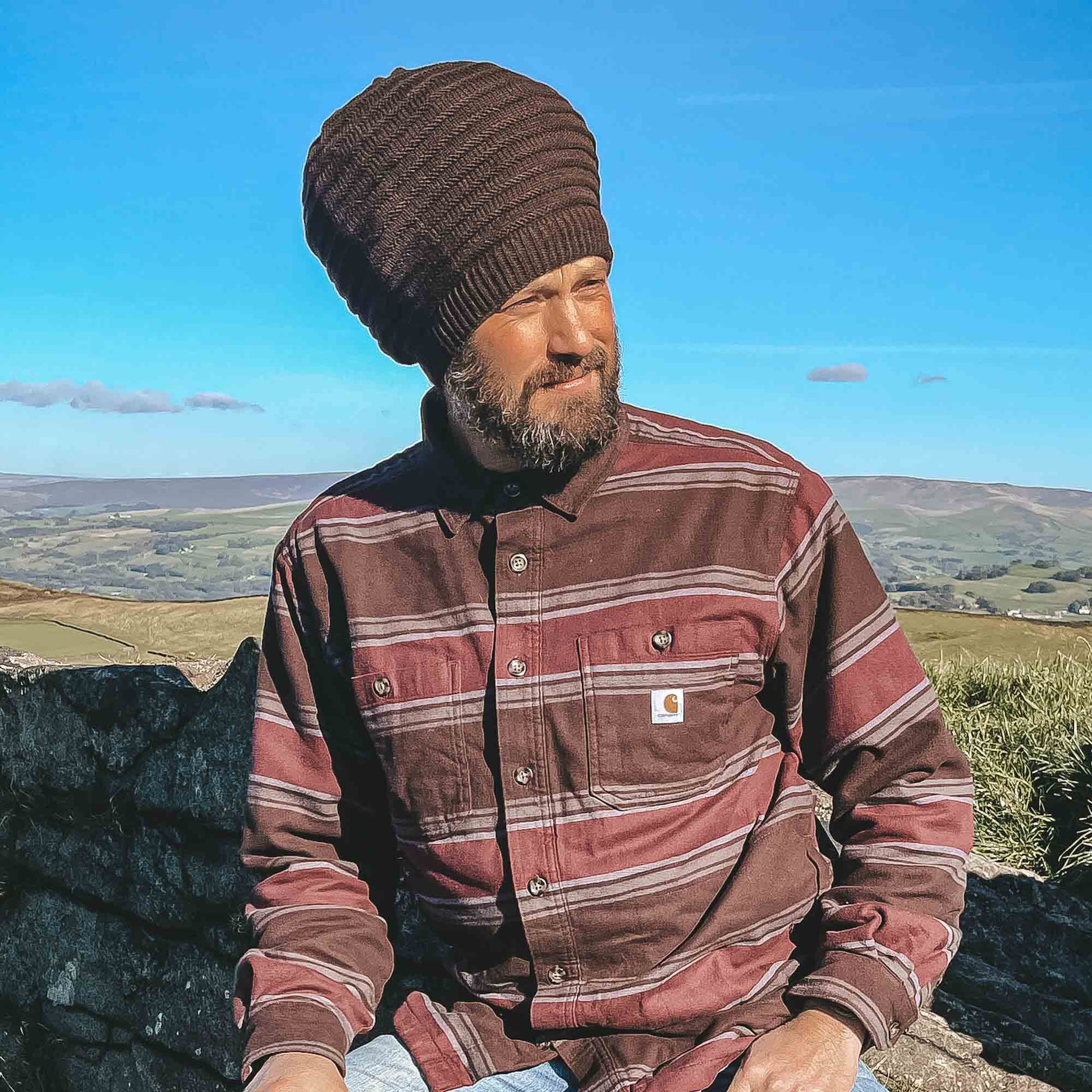 dark-brown-locs.jpg
Person wearing a dark brown CrafterElena Simple Stripes beanie with locs