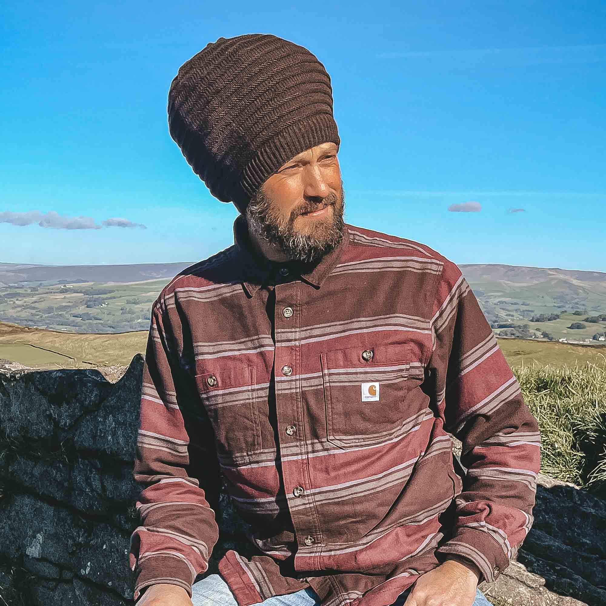 dark-brown-locs.jpg
Person wearing a dark brown CrafterElena Simple Stripes beanie with locs