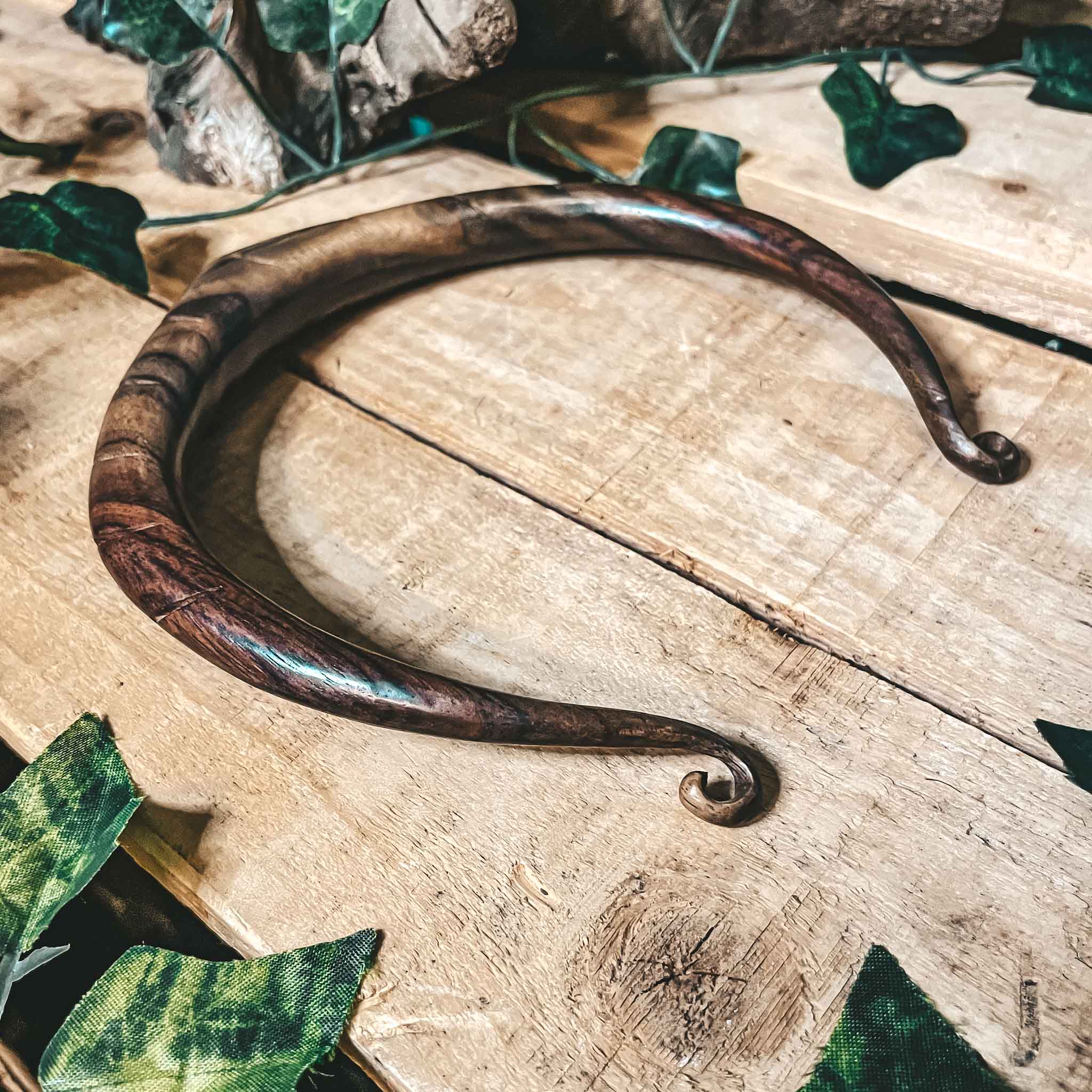 Hand carved CrafterElena Doukisa Choker in brown sono wood