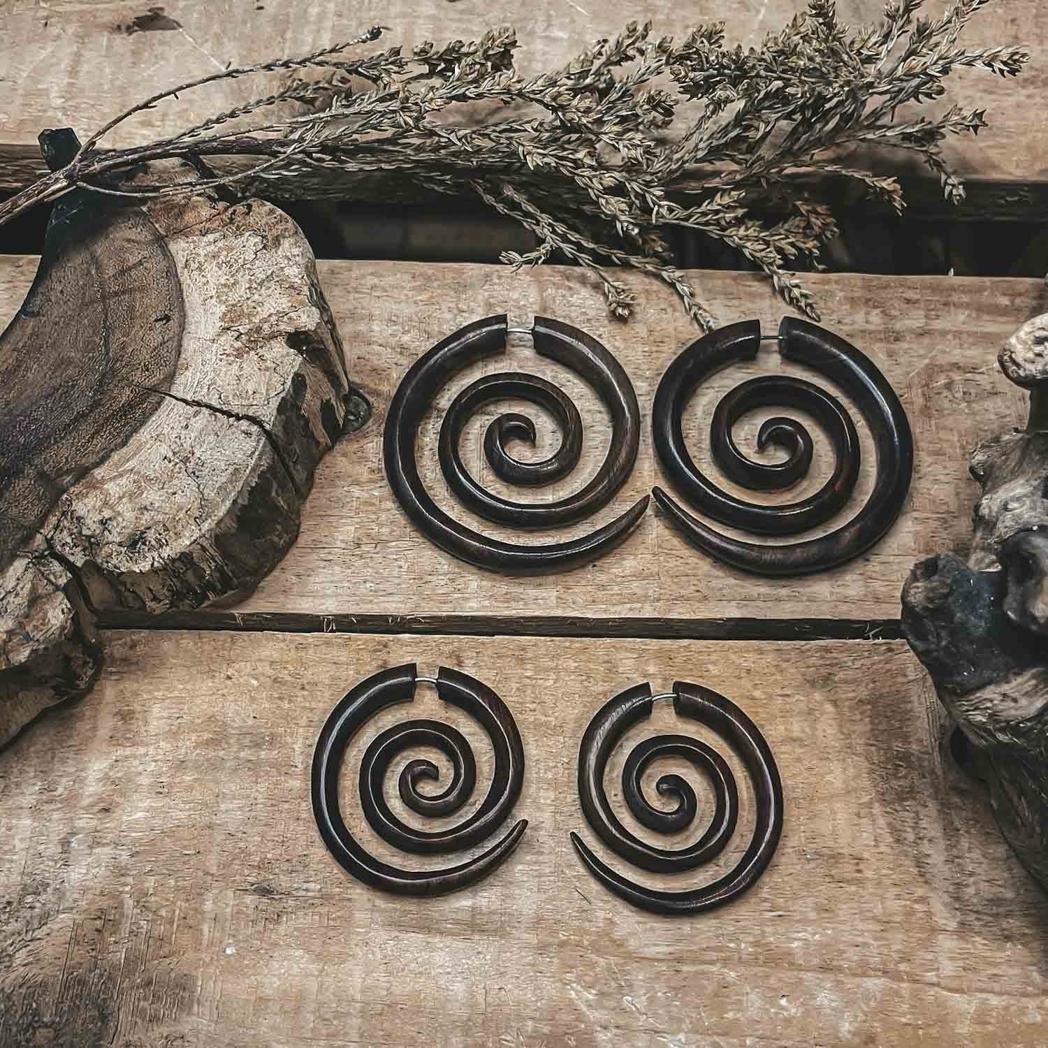 CrafterElena Spiral Fake Gauge Earrings in medium and large