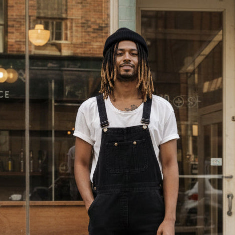 Male model with Honey Blonde Ombre Kinky Locs