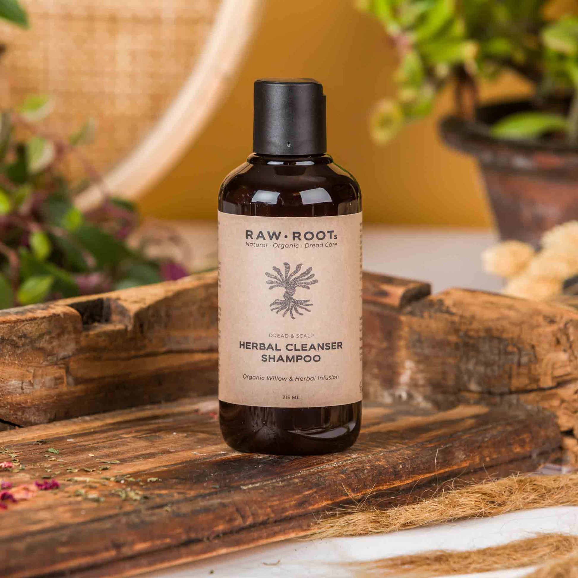 RAW ROOTs Herbal Cleanser Shampoo 215ml for gently cleansing dreadlocks, locs and scalp.
