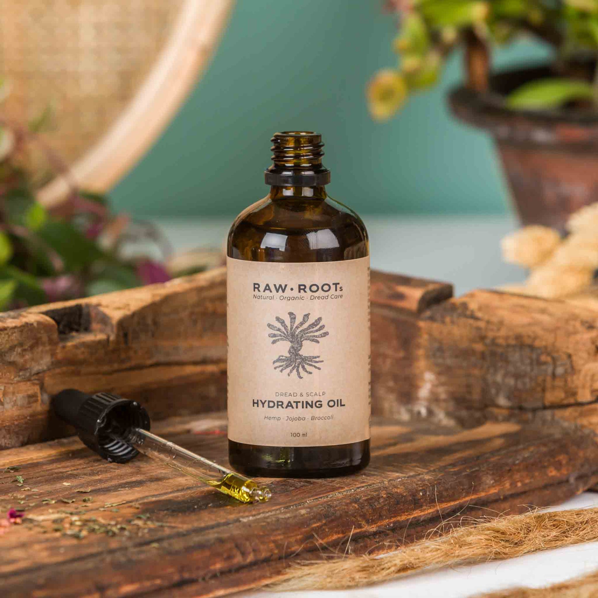 RAW ROOTs Hydrating Oil for moisturizing dreadlocks, locs and scalp.