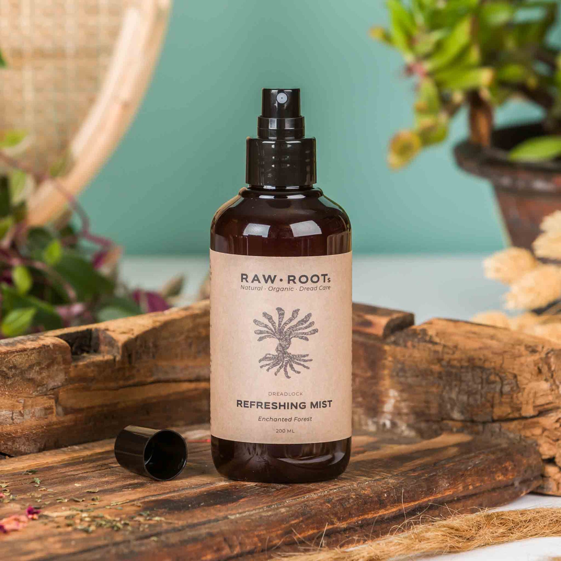 RAW ROOTs Refreshing Mist Enchanted Forest for refreshing dreadlocks, locs and scalp between washes.