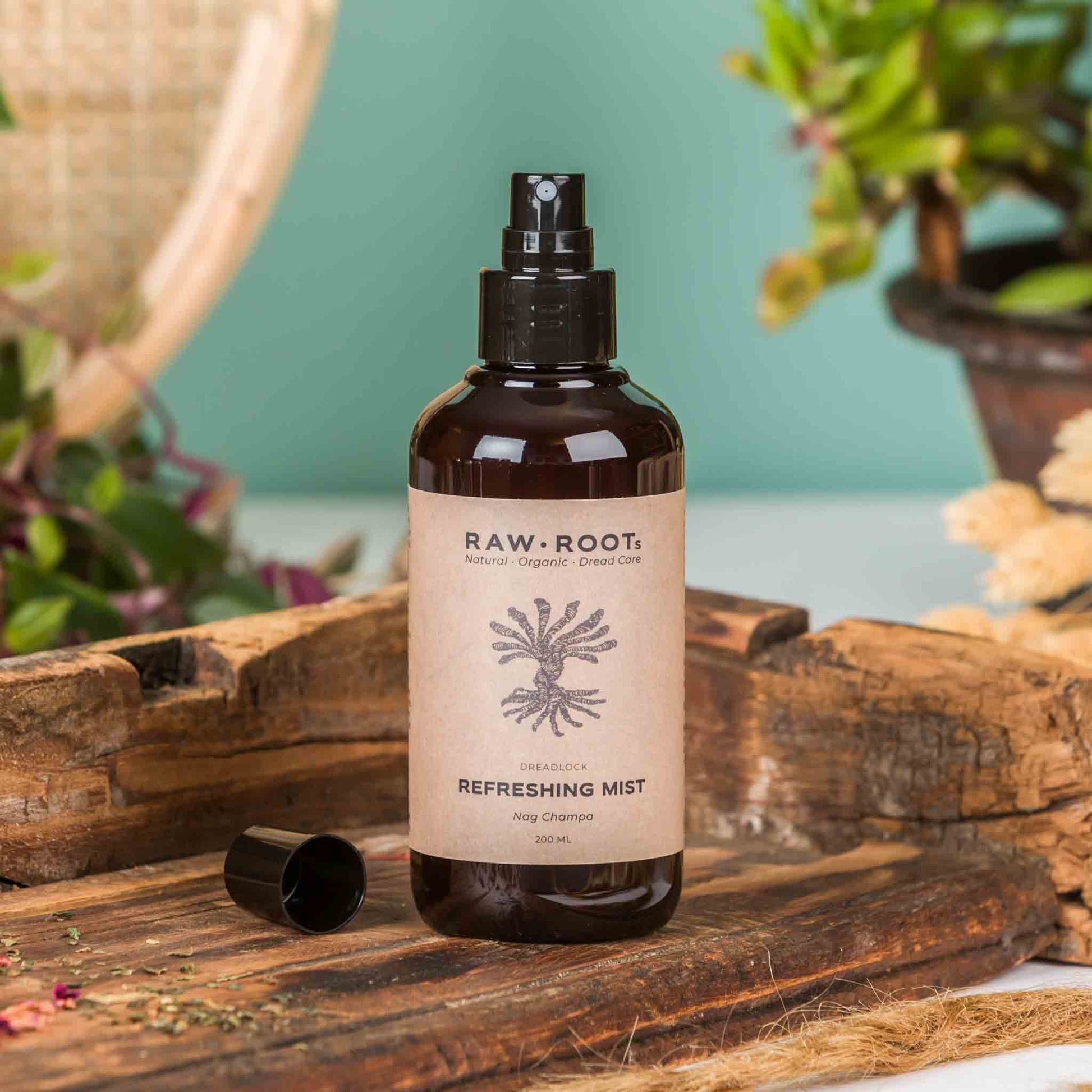 RAW ROOTs Refreshing Mist Nag Champa for refreshing dreadlocks, locs and scalp between washes.