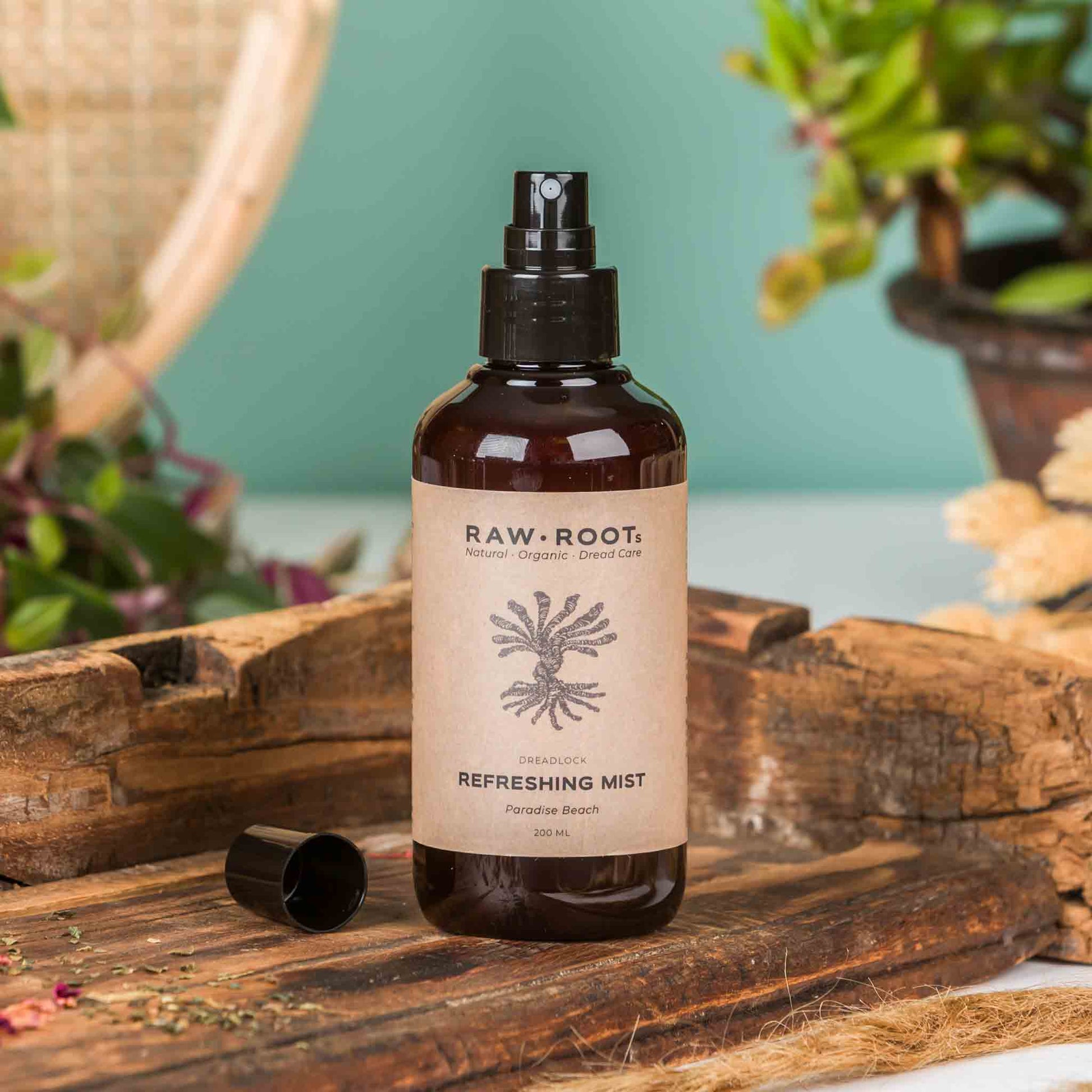 RAW ROOTs Refreshing Mist Paradise Beach for refreshing dreadlocks, locs and scalp between washes.