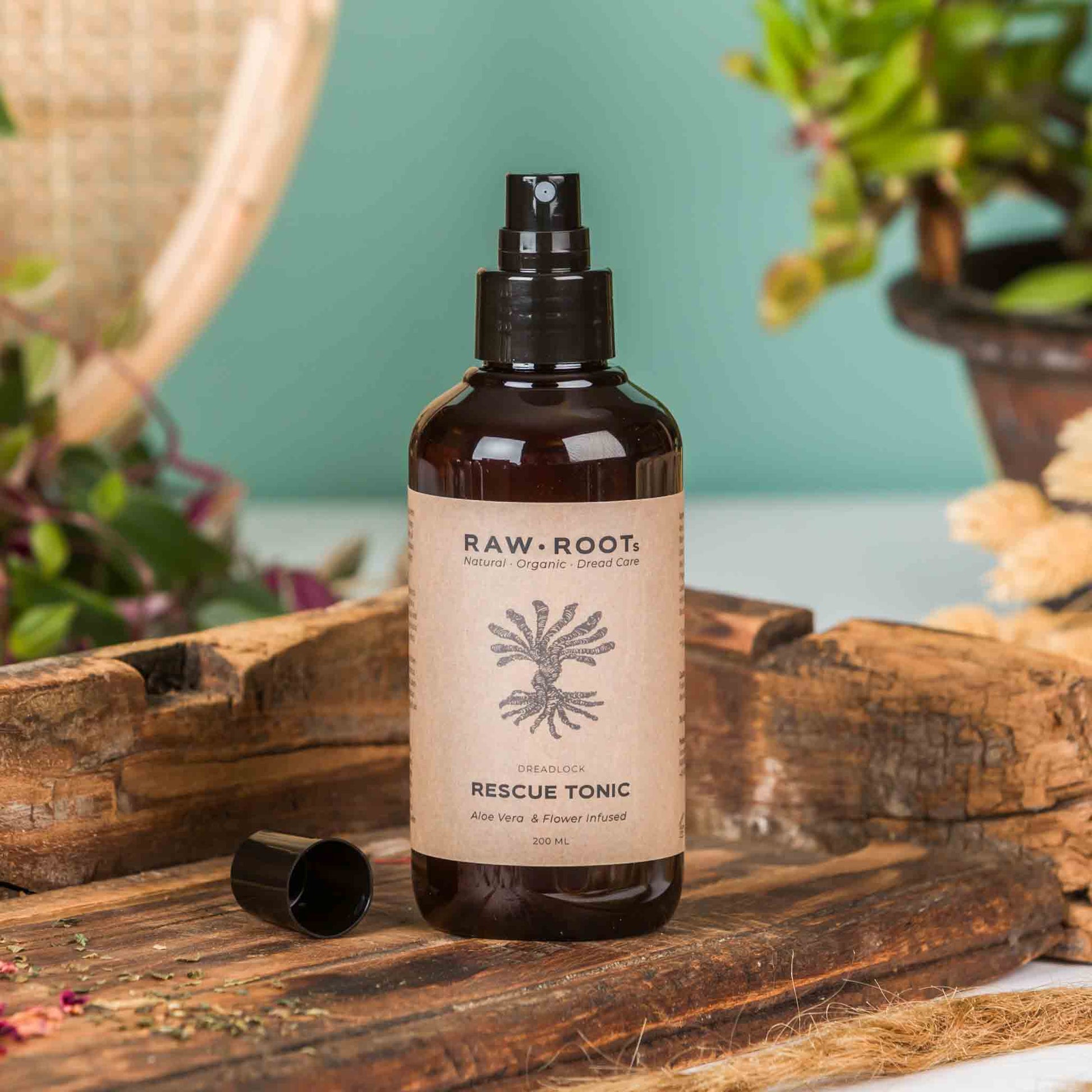 RAW ROOTs Rescue Tonic for soothing, nourishing and revitalizing dreadlocks, locs and scalp.