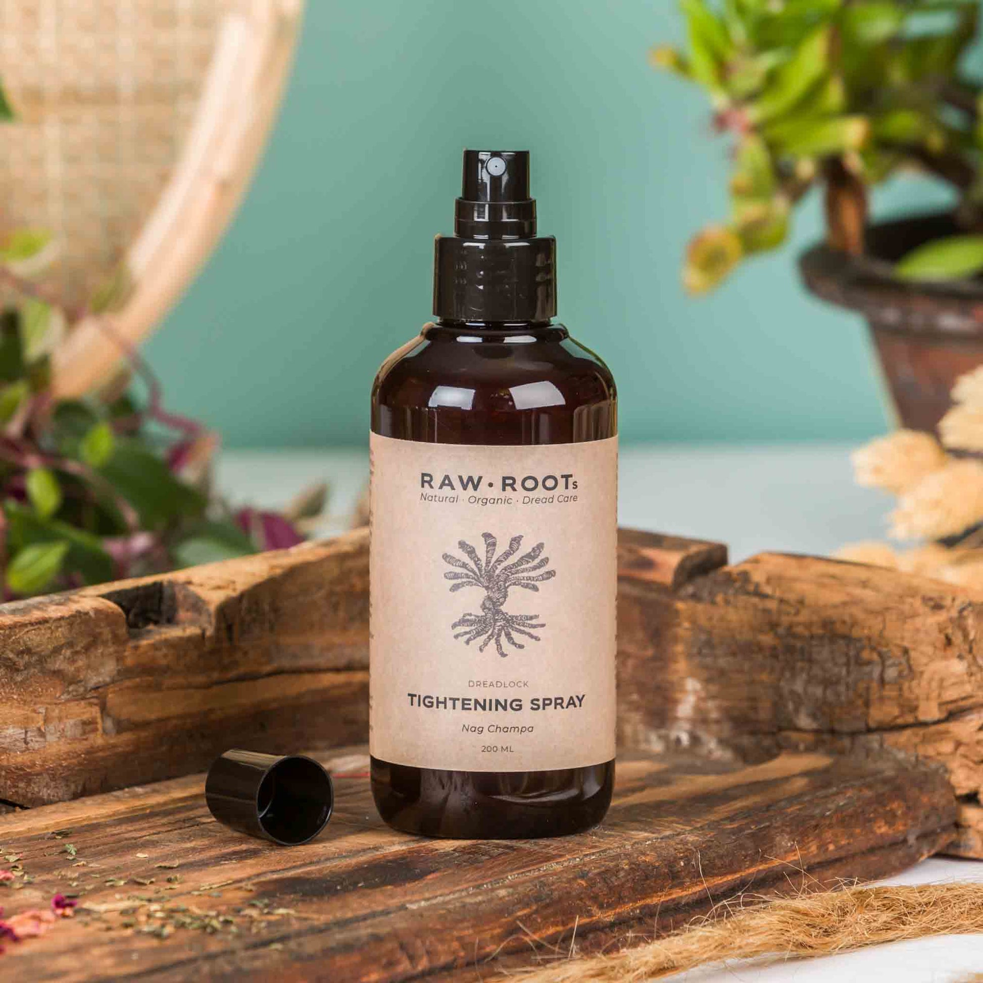 RAW ROOTs Tightening Spray Nag Champa for maintaining, tightening and refreshing dreadlocks and locs.