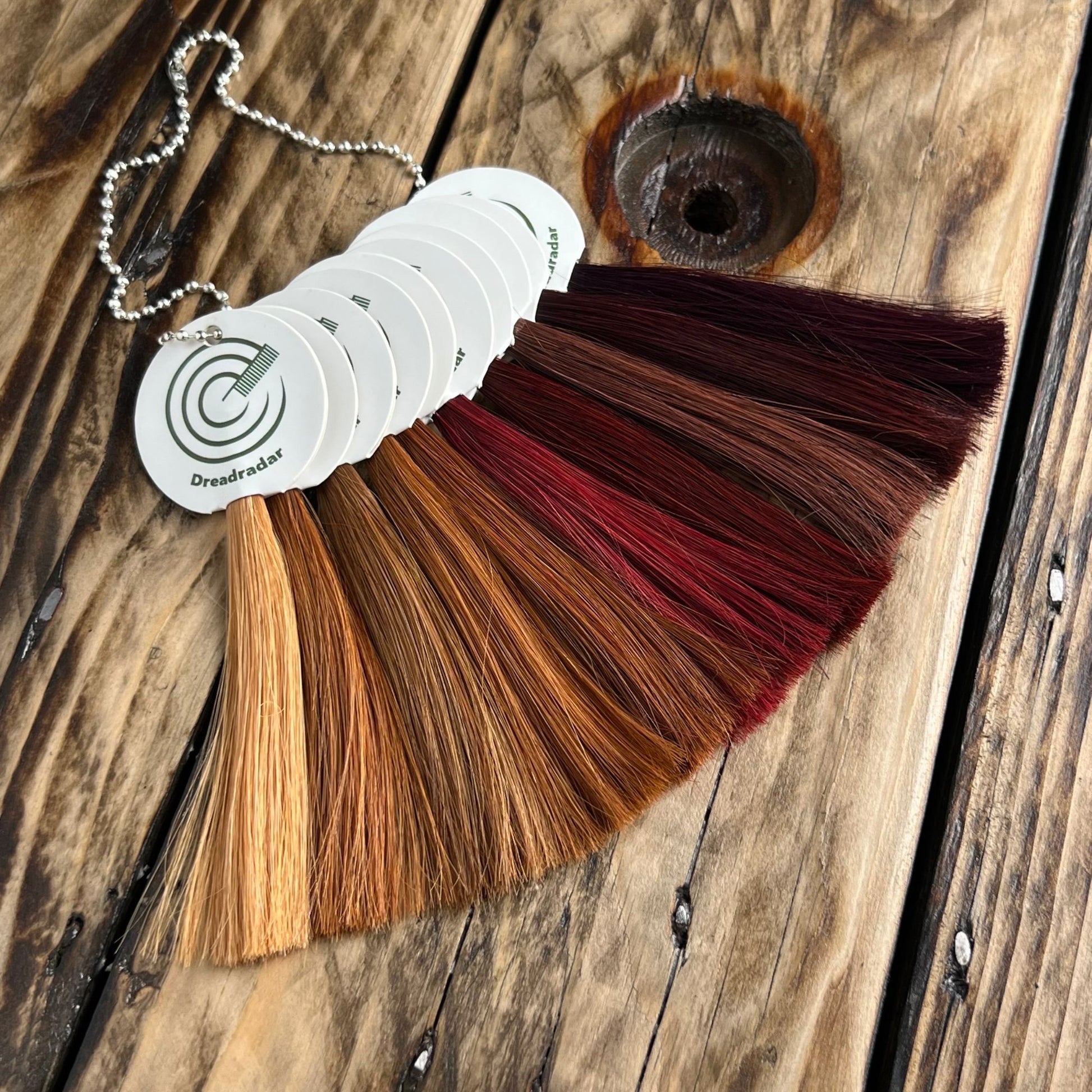 Straight Hair color ring with all red human hair shades