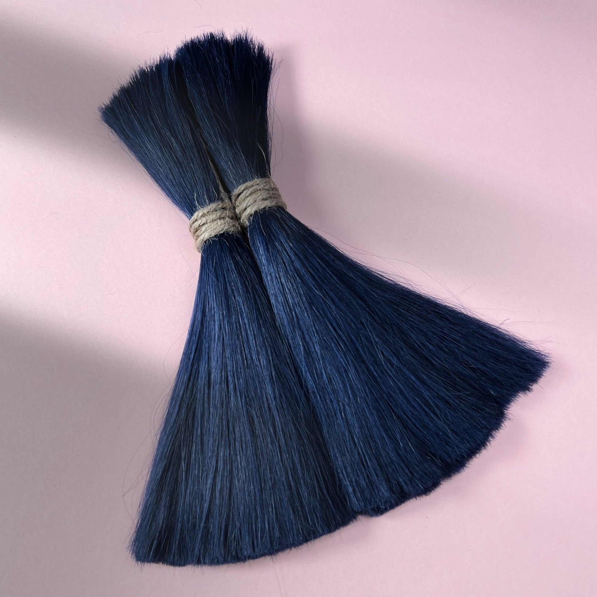 Full view of midnight blue loose human hair for Straight Loc Extensions