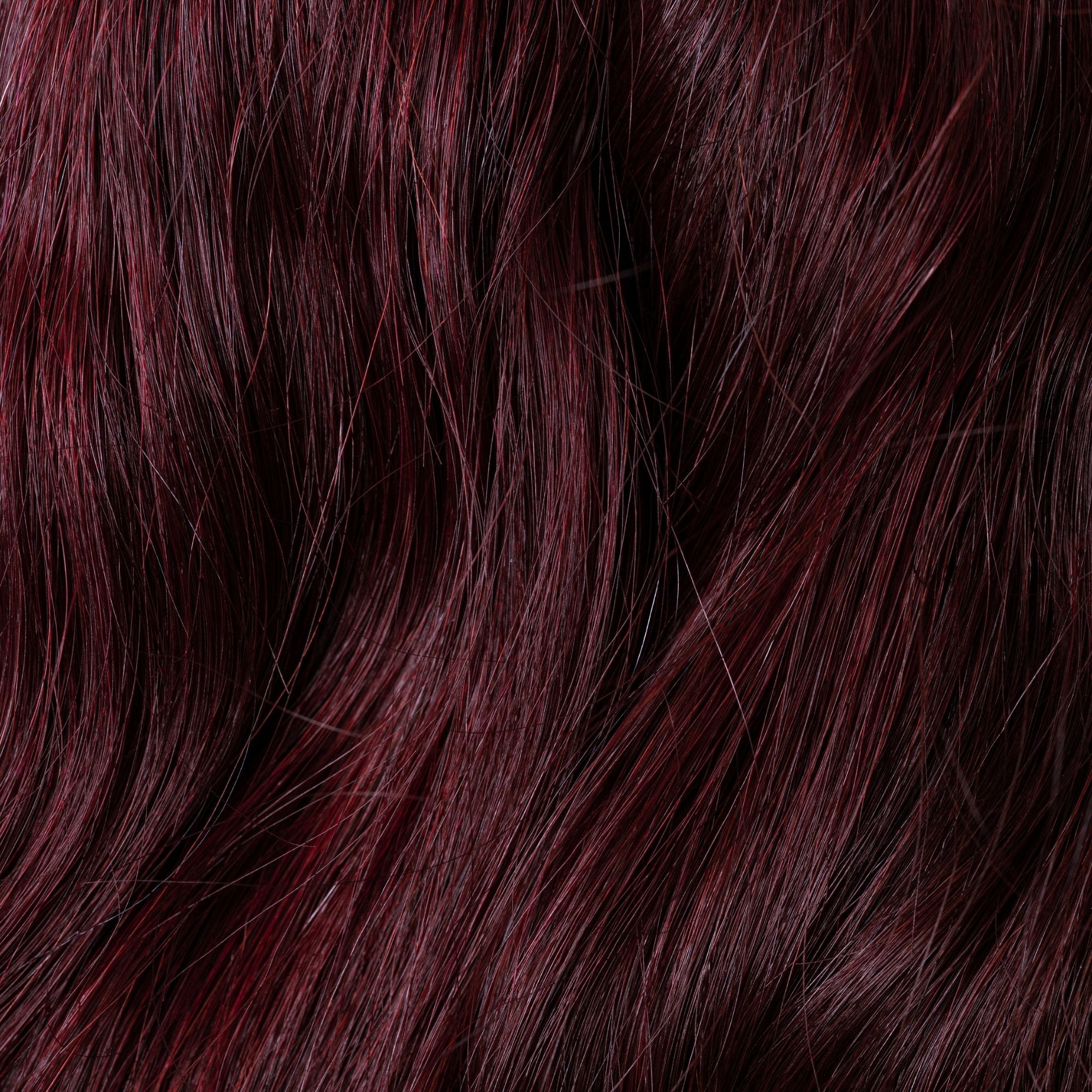 Close-up of Burgundy loose human hair texture for Straight Loc Extensions