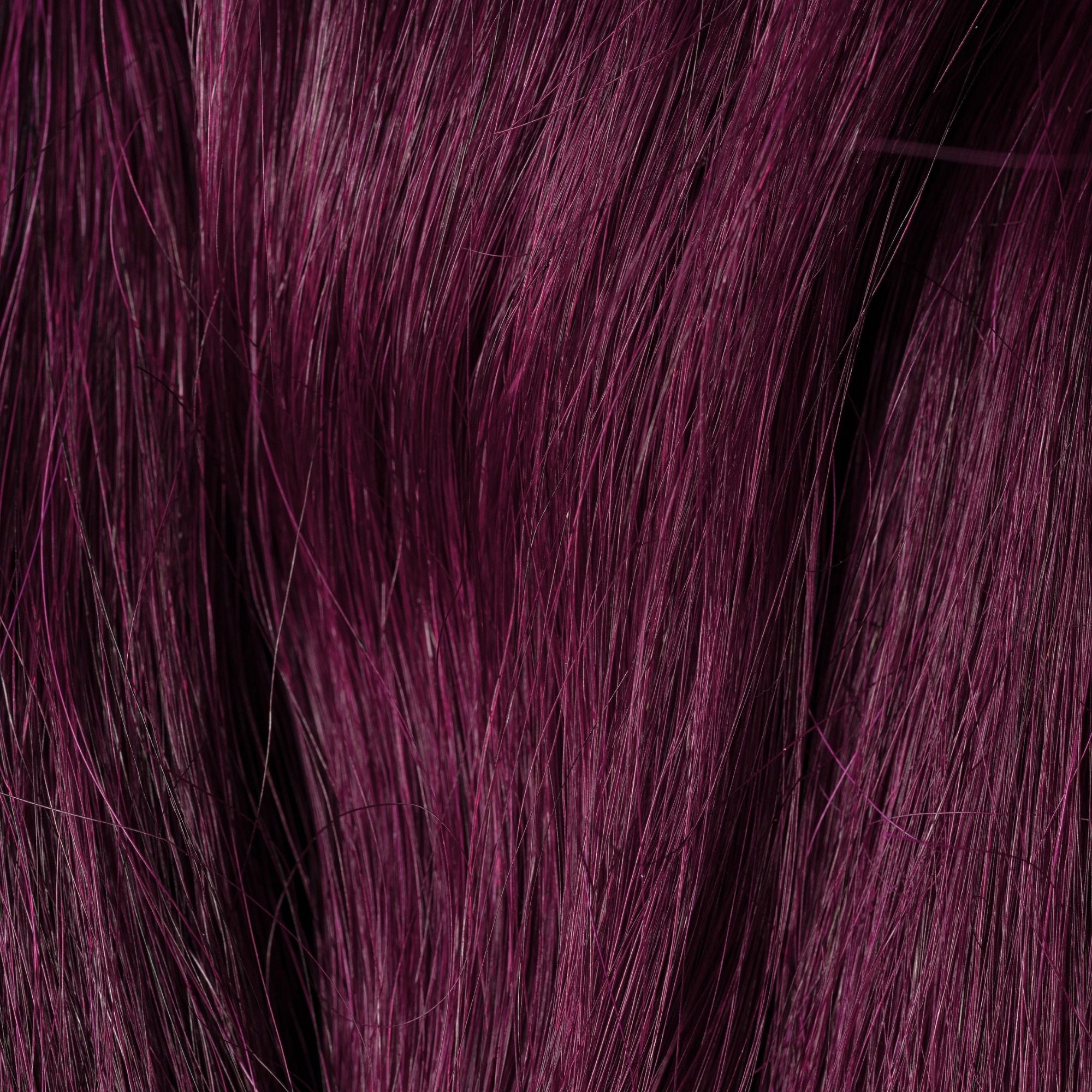 Close-up of Gothic Rouge loose human hair texture for Straight Loc Extensions