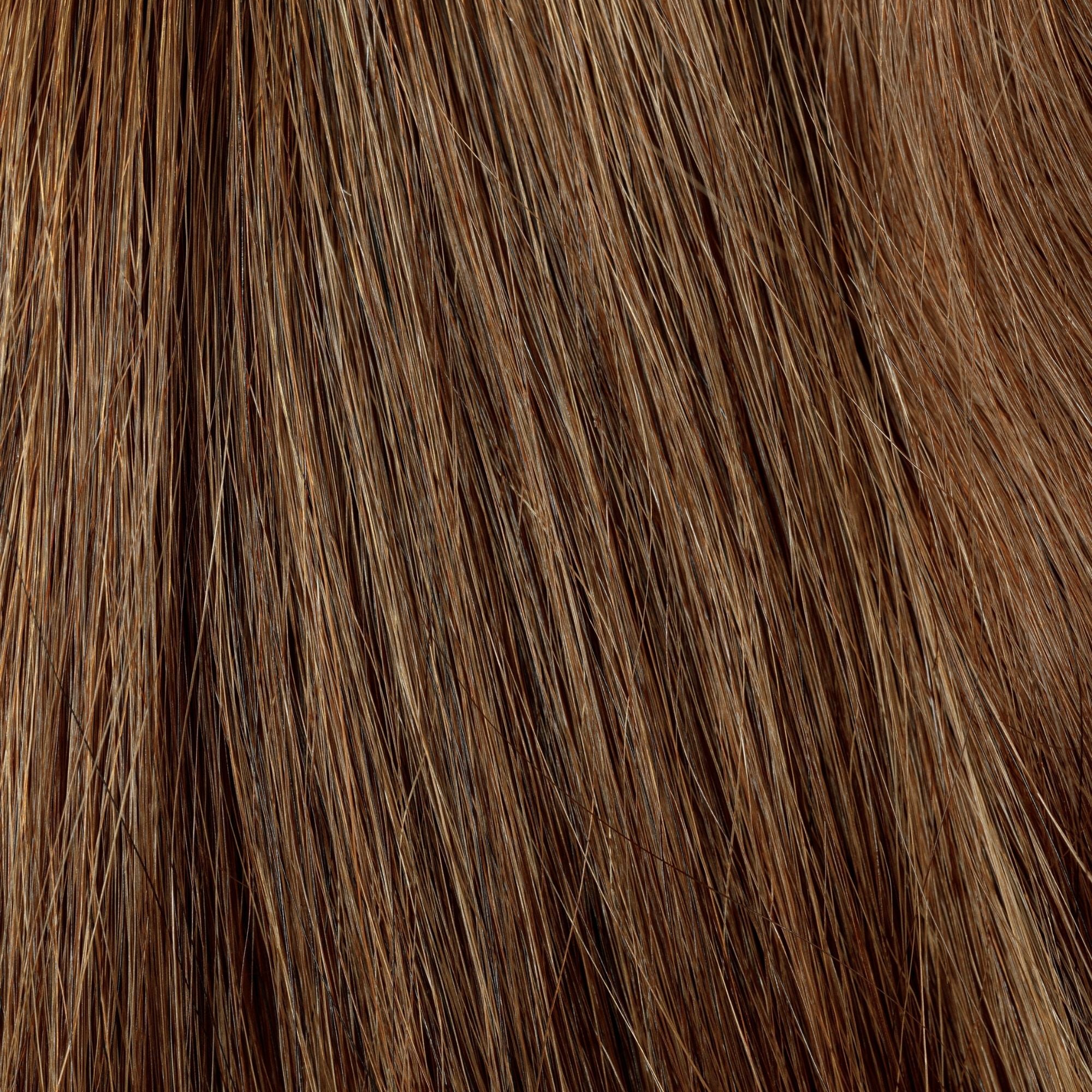 Close-up of Iroko loose human hair texture for Straight Loc Extensions