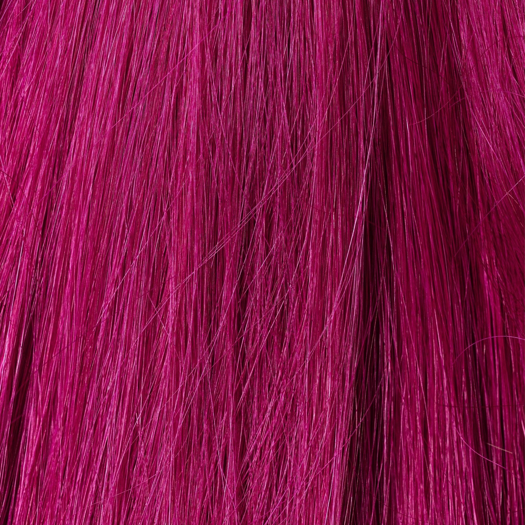 Close-up of Magenta loose human hair texture for Straight Loc Extensions