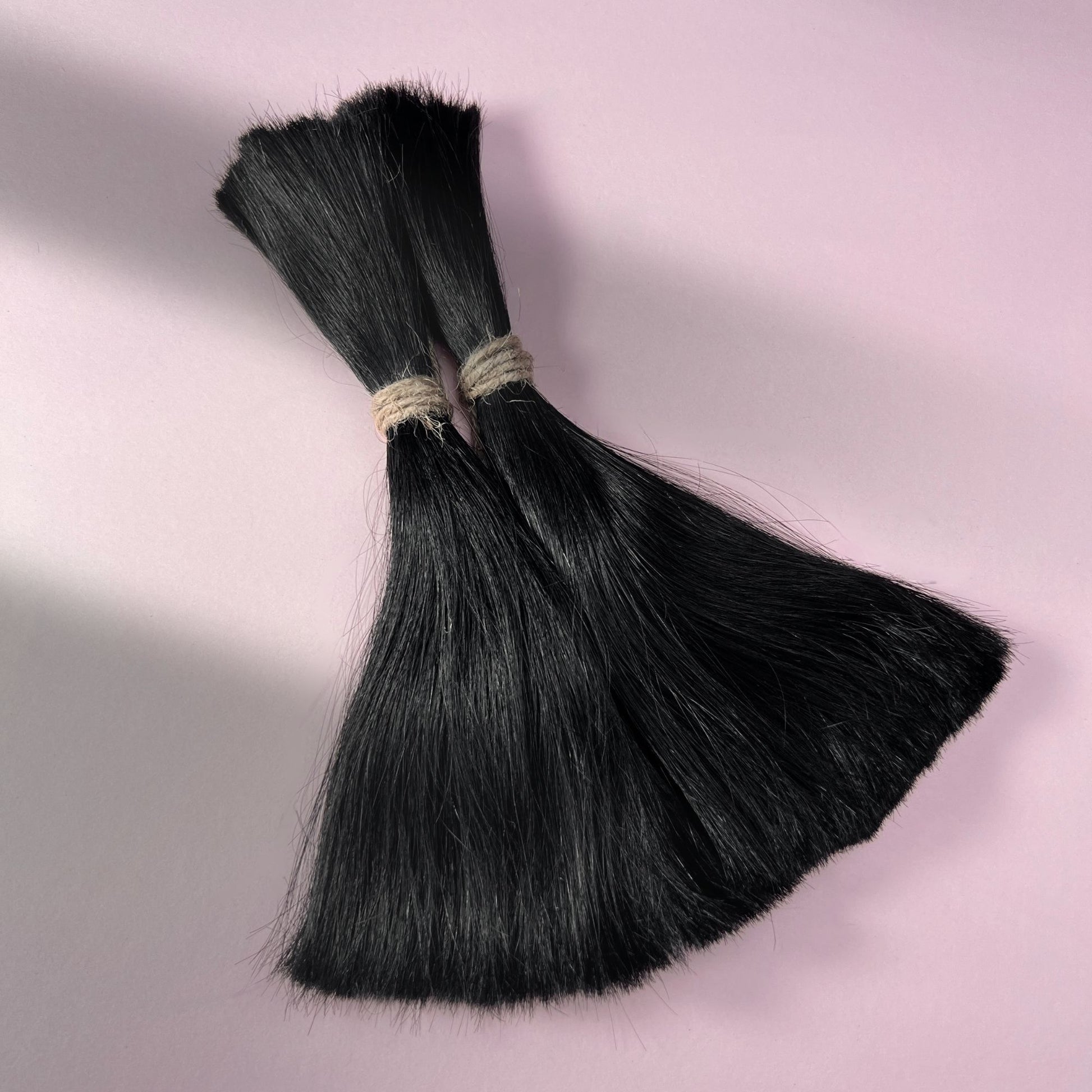 Full view of deepest black loose human hair for Straight Loc Extensions