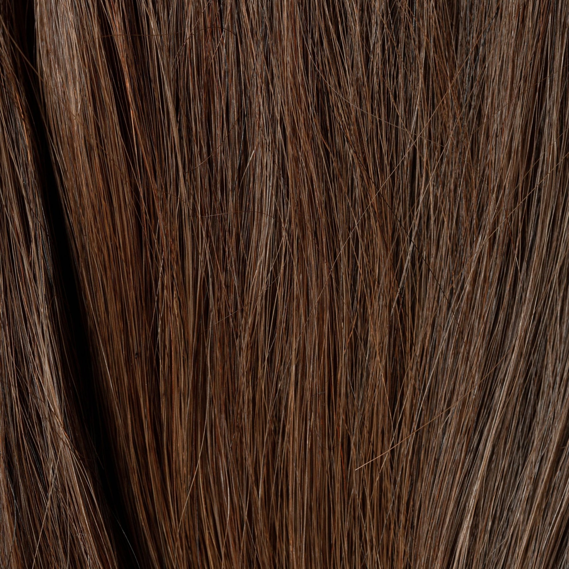 Close-up of Spicy Cinnamon loose human hair texture for Straight Loc Extensions