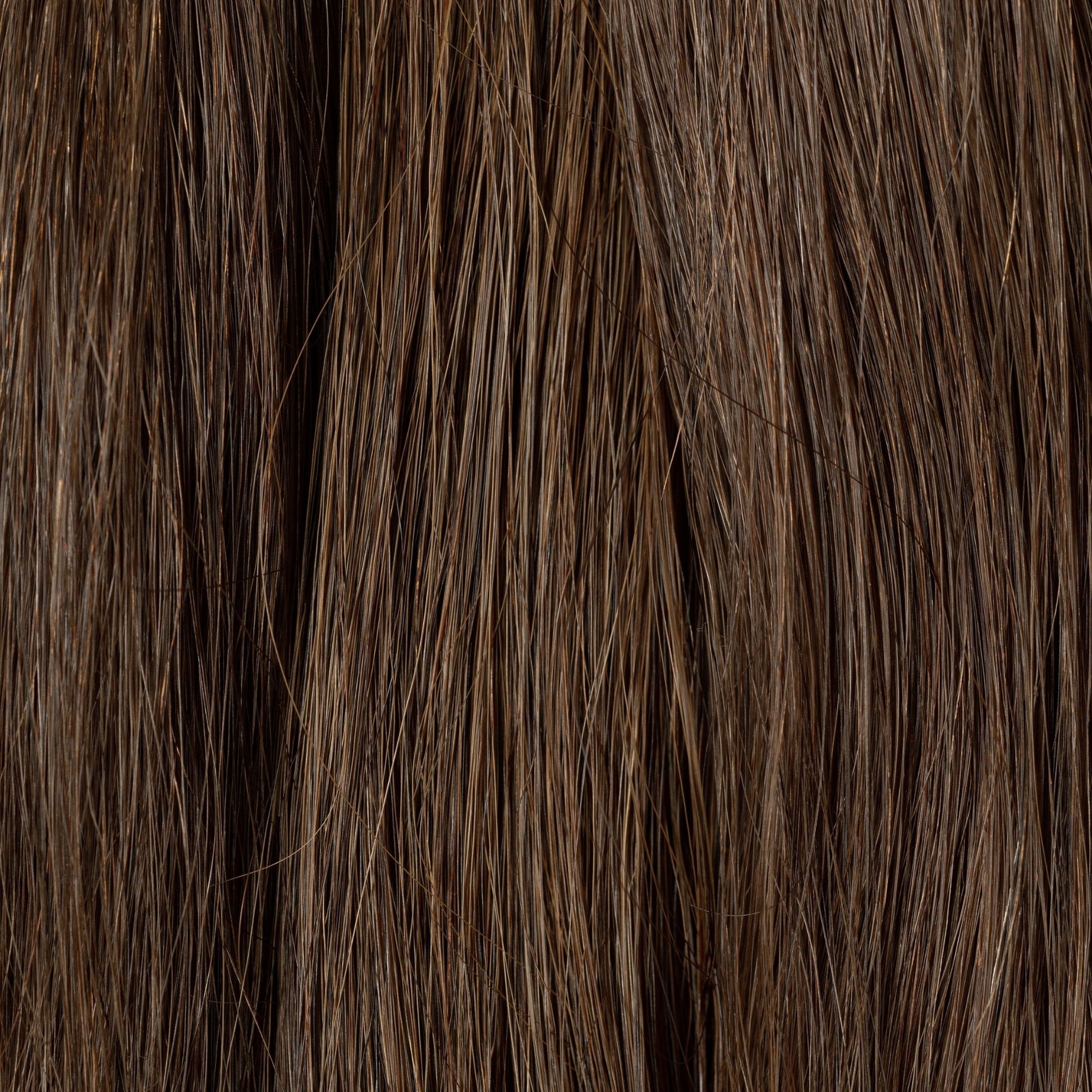 Close-up of Umber loose human hair texture for Straight Loc Extensions