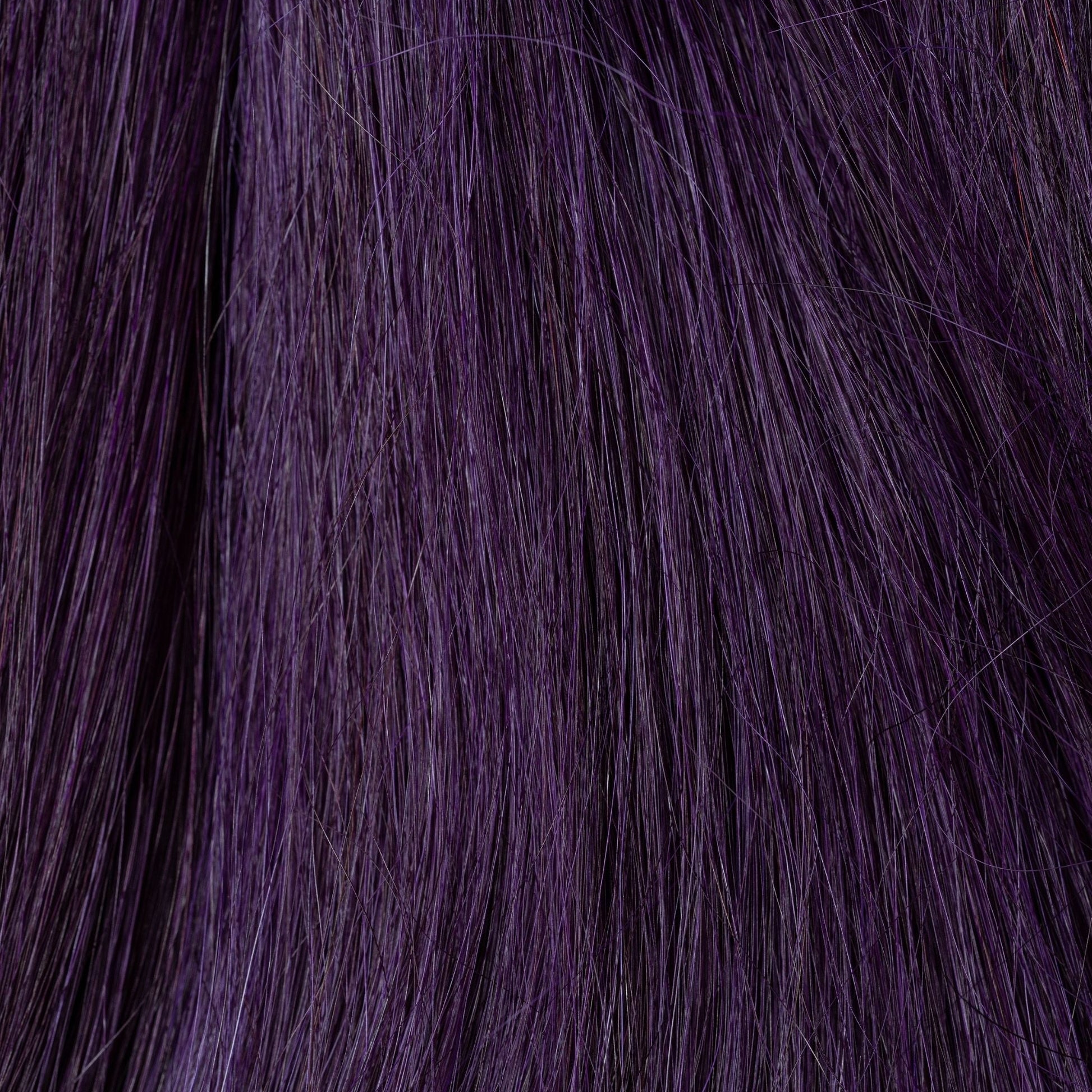 Close-up of Violent Violet loose human hair texture for Straight Loc Extensions