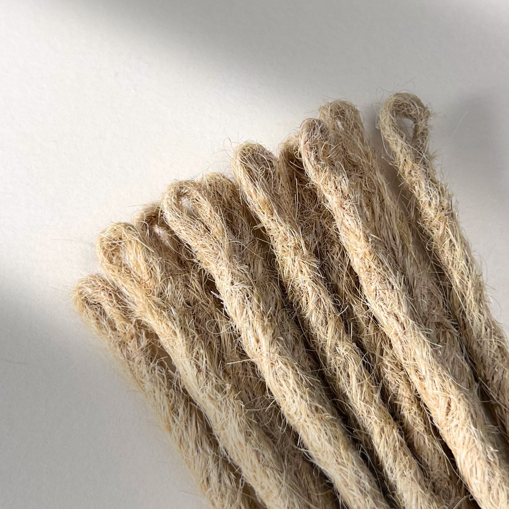 Loop detail of temporary single-ended straight loc extensions in Cream Blonde.