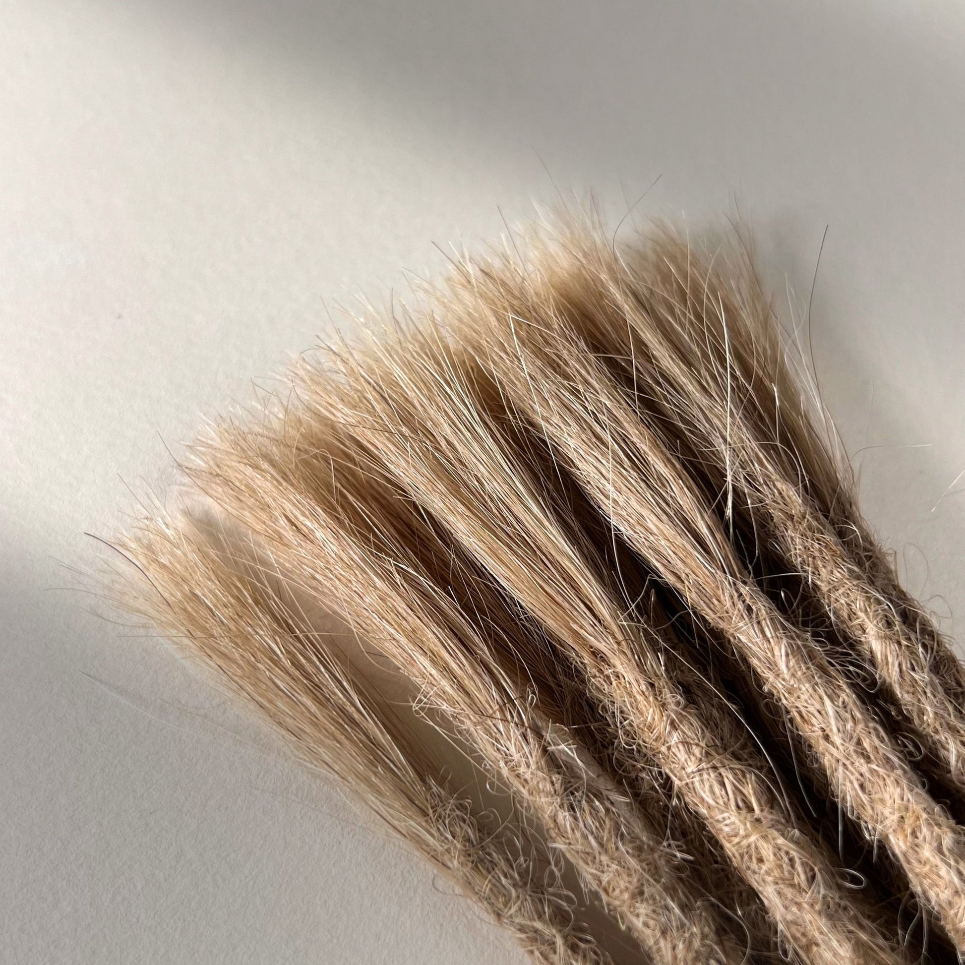 Connection point of permanent straight loc extensions in Golden Blonde.